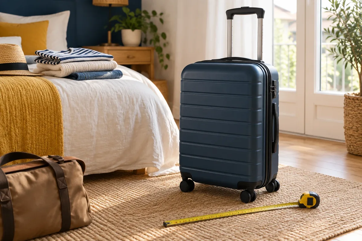 Valise cabine posée au sol
