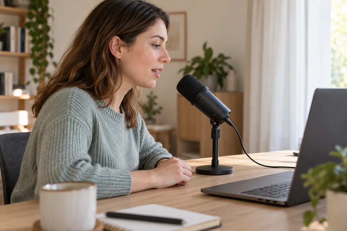 Microphone de bureau orienté vers la bouche à une distance confortable