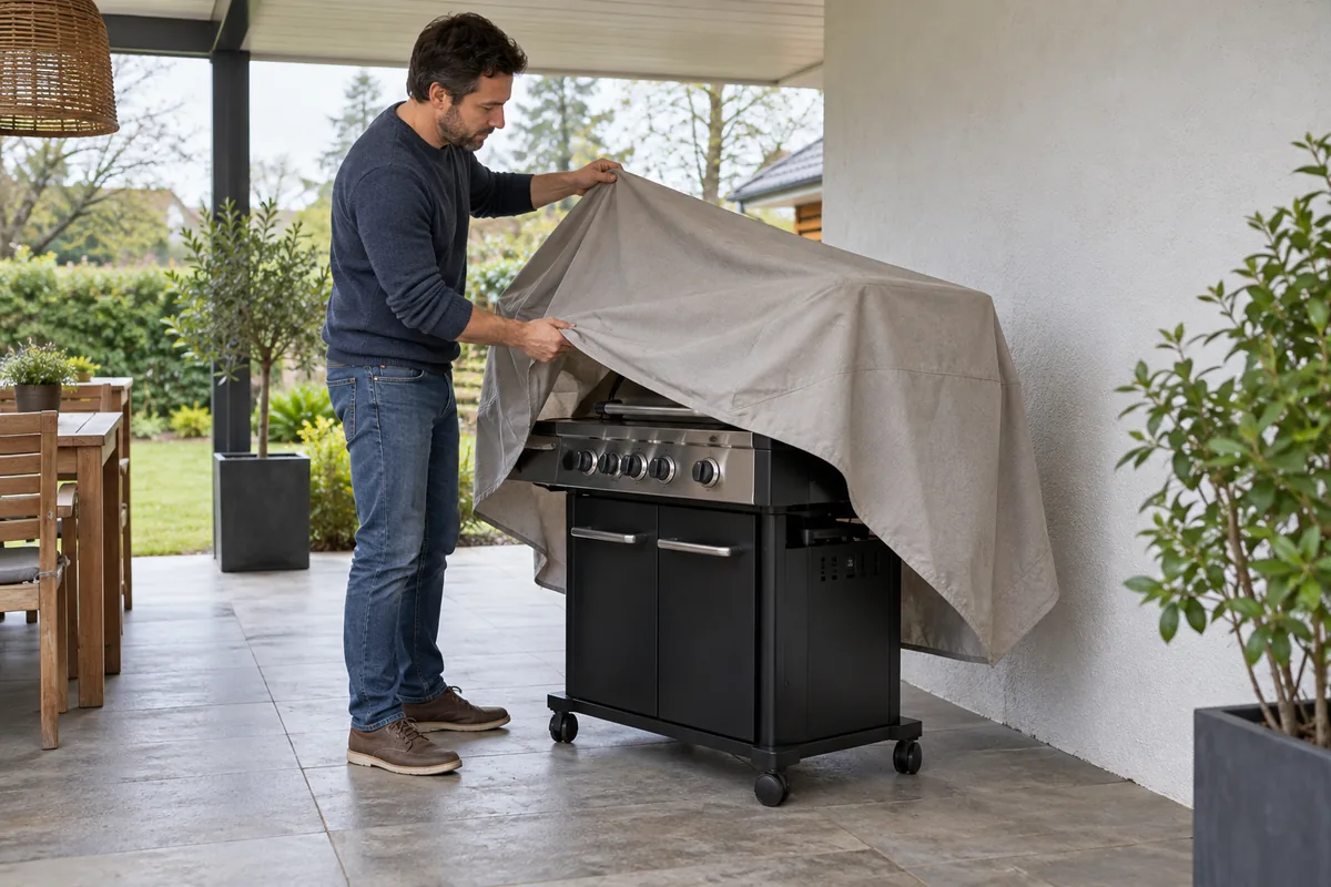 Barbecue froid et sec couvert sous un abri ventilé