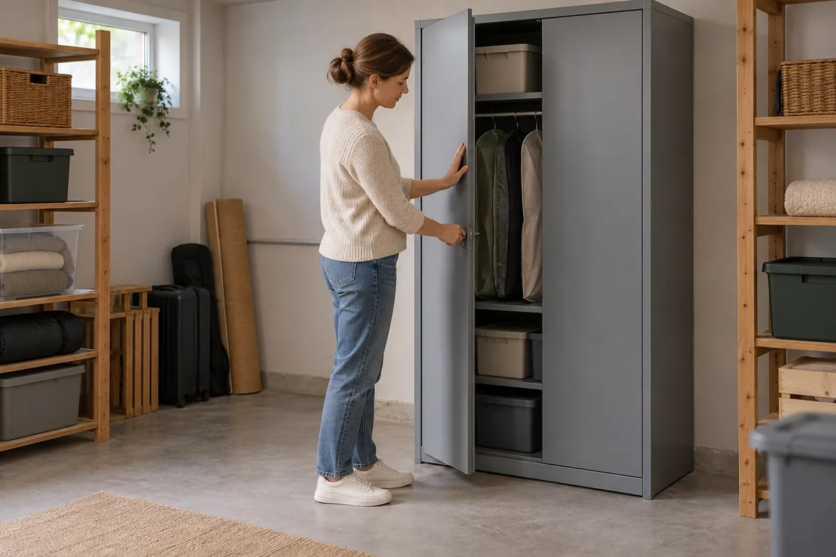 Armoire stable et verrouillable pour vêtements saisonniers