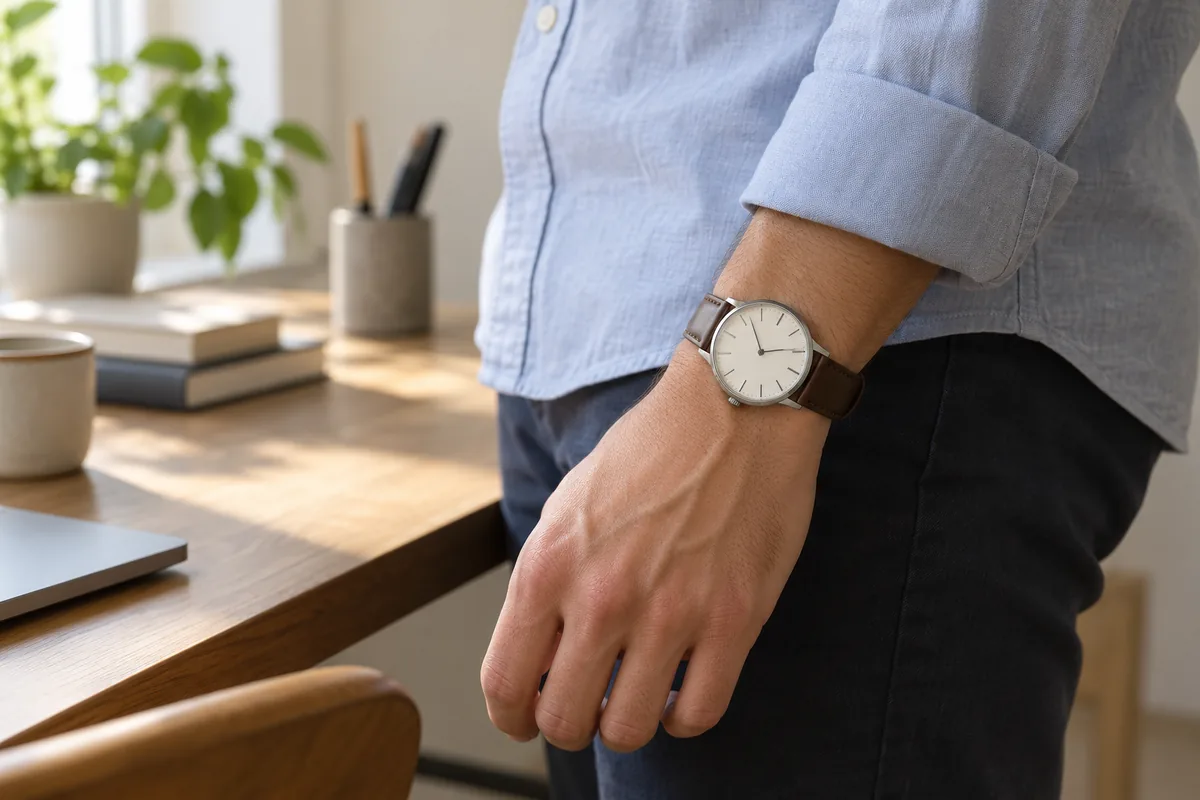 Montre portée confortablement au-dessus de l'os du poignet