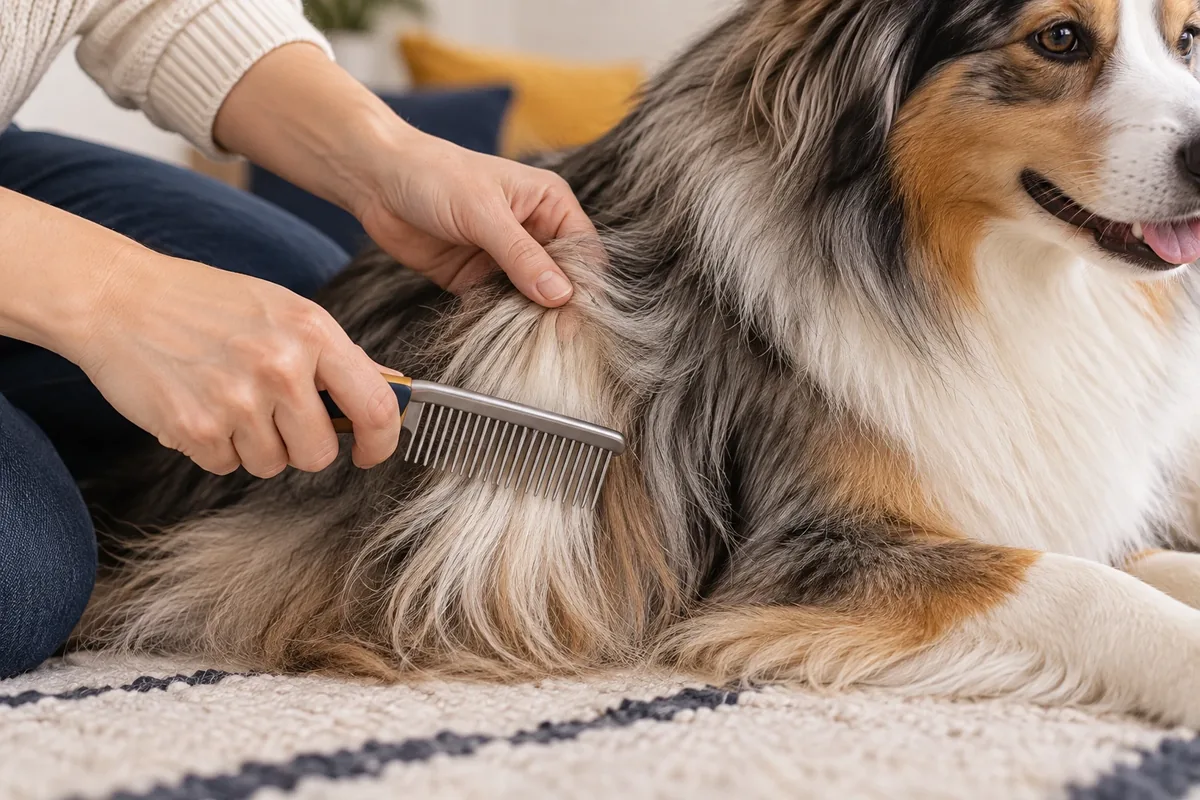Peigne démêloir utilisé en partant des pointes d'un pelage