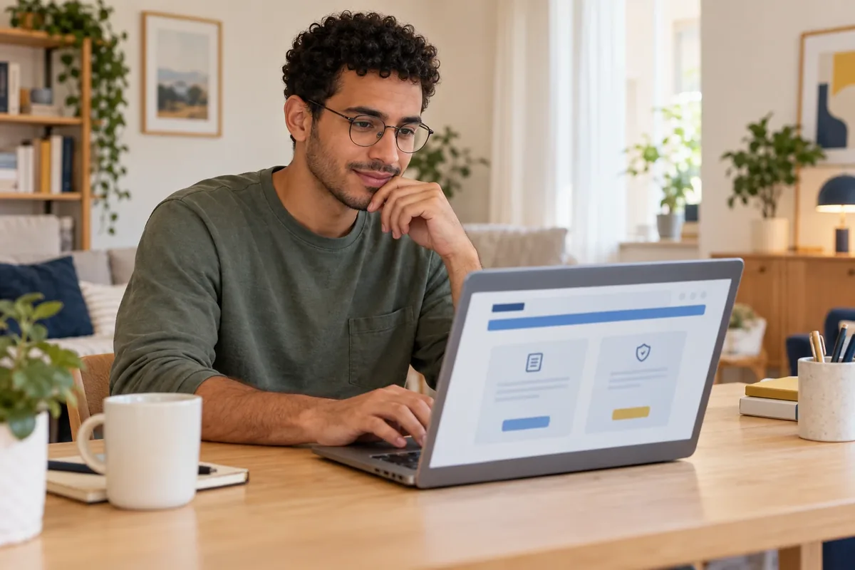 Un homme recherche le service public compétent pour obtenir un document administratif.