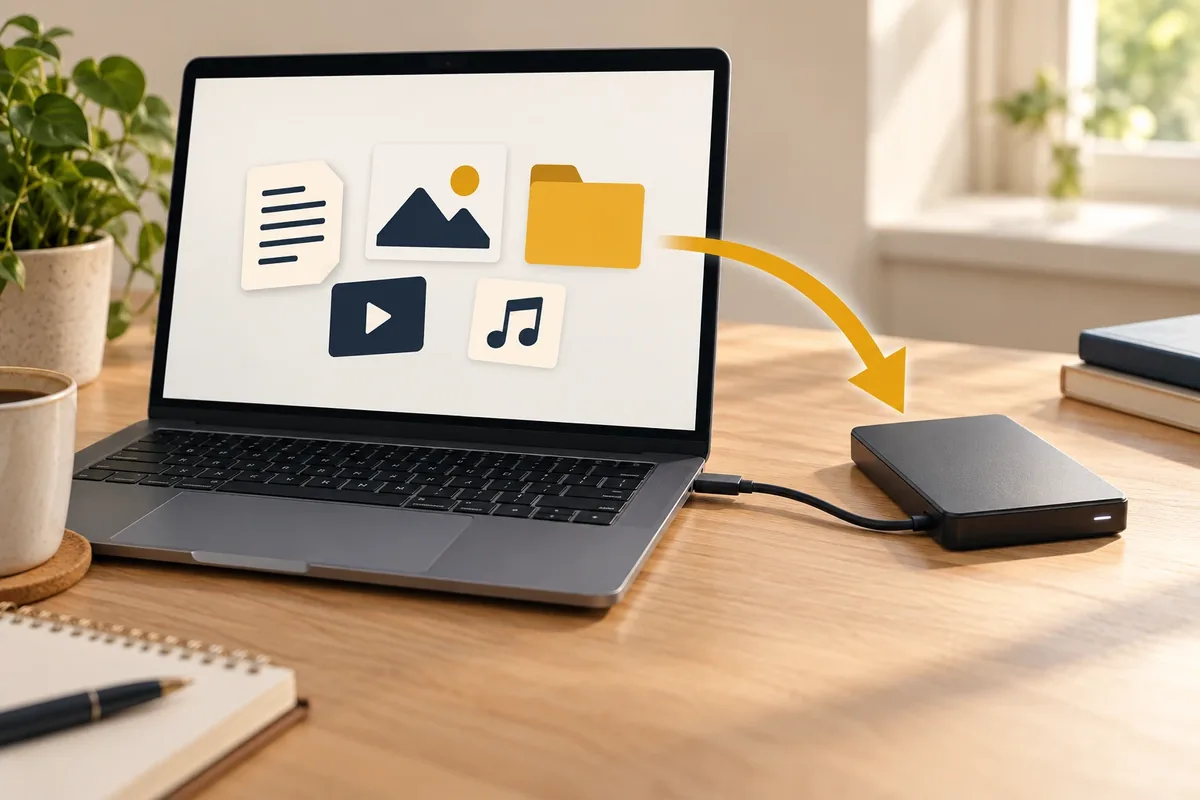 Transfert de fichiers depuis un ordinateur vers un disque externe