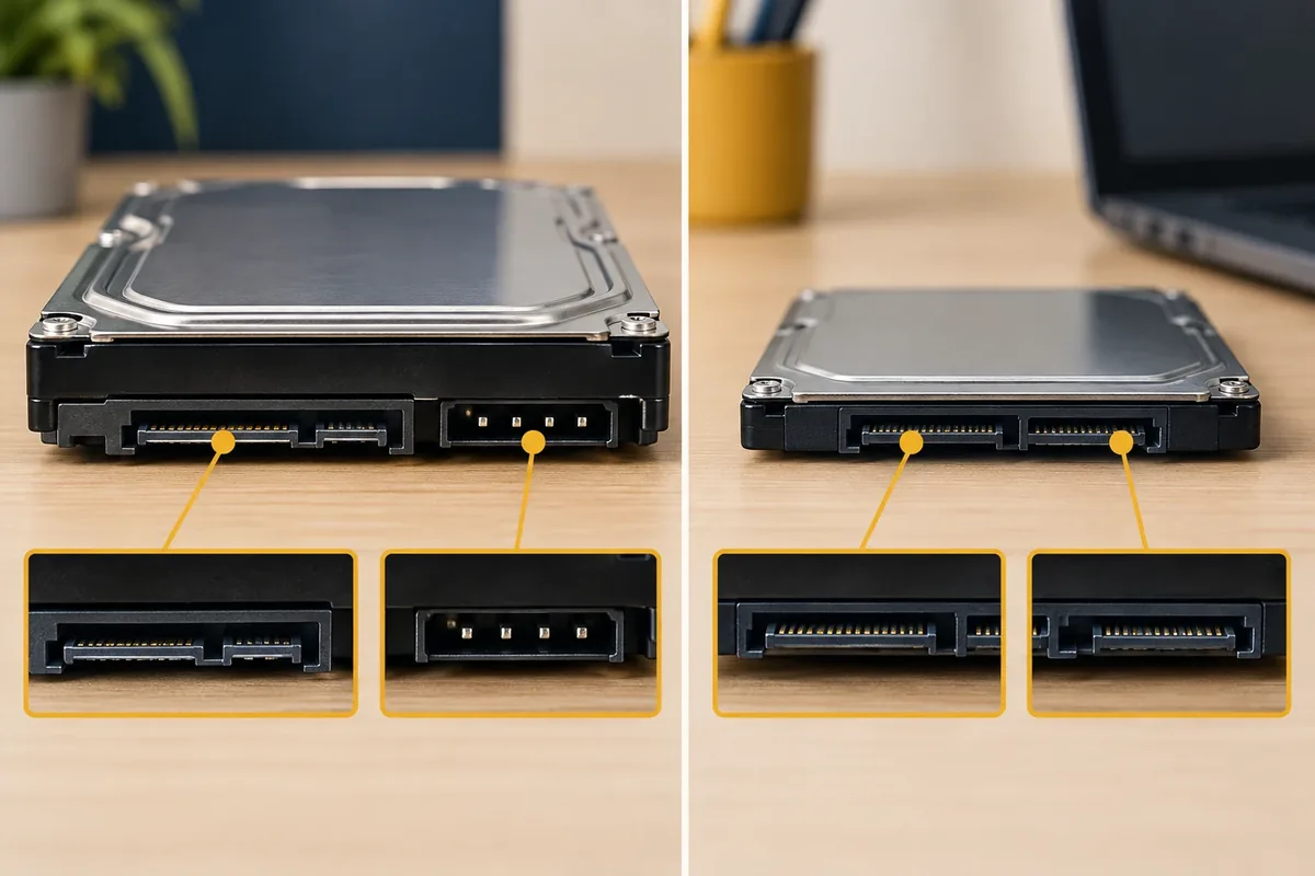Schéma comparant deux formats de disque et leurs connecteurs