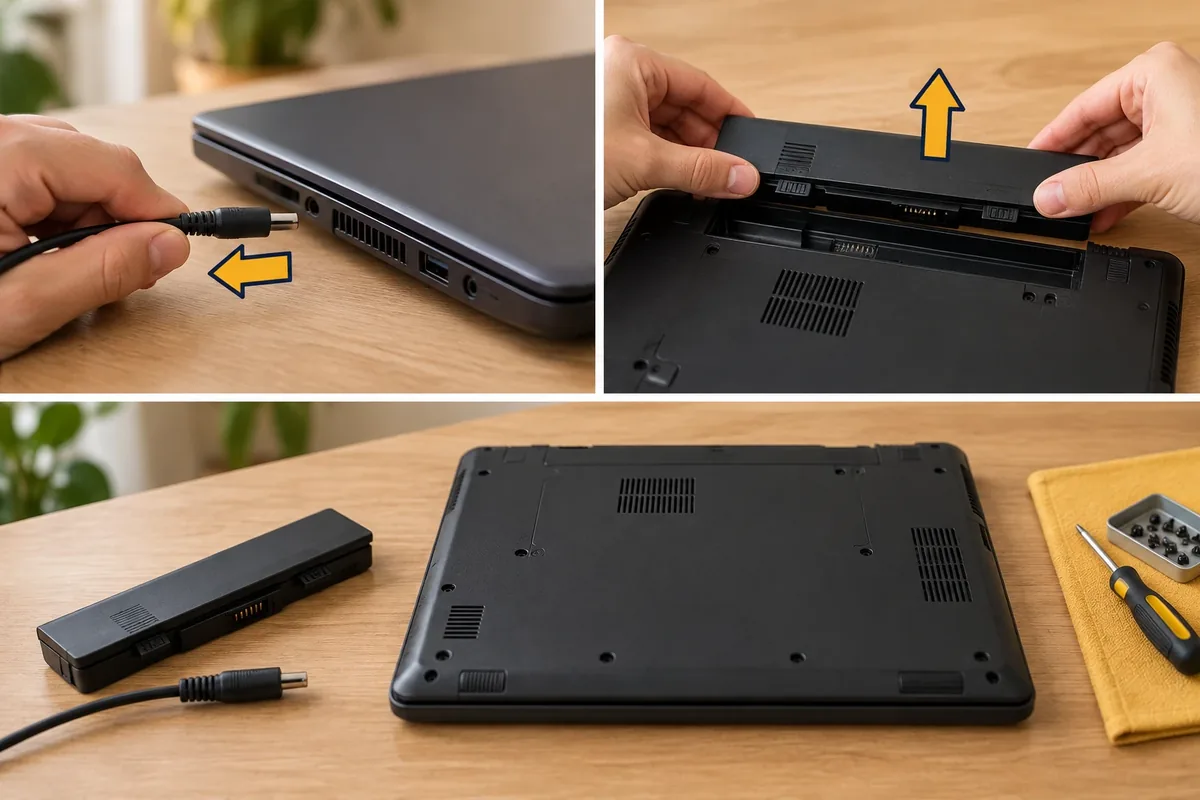 Ordinateur portable débranché avant ouverture pour remplacement du disque