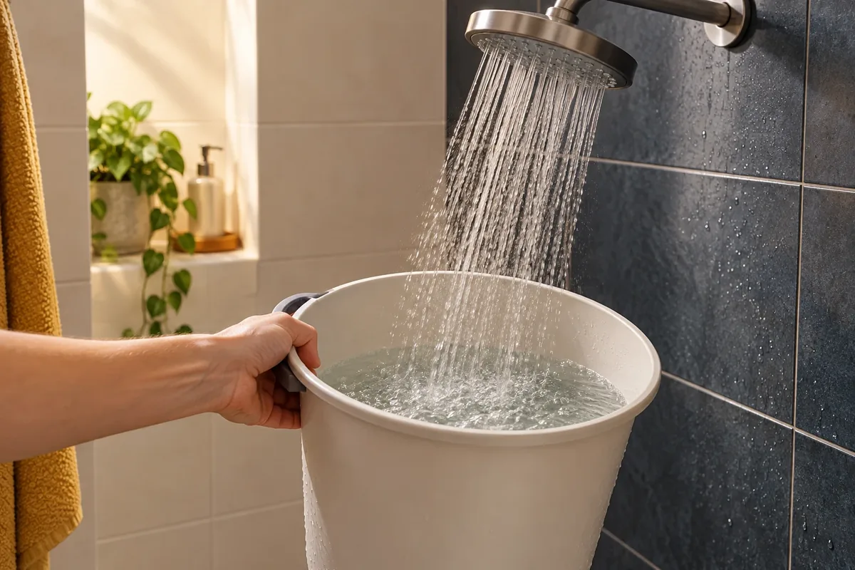 Récupération de l'eau froide sous la douche pendant qu'elle chauffe