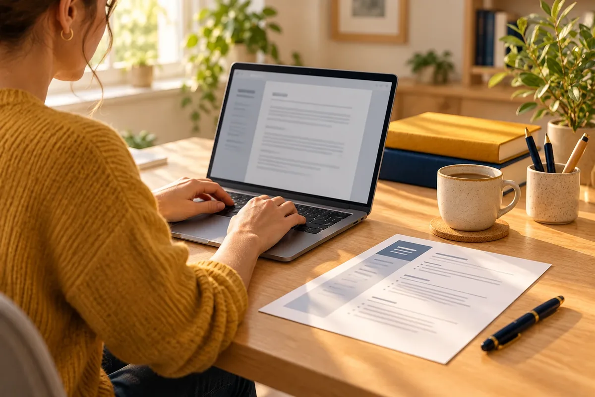 Personne travaillant sur son CV devant un ordinateur